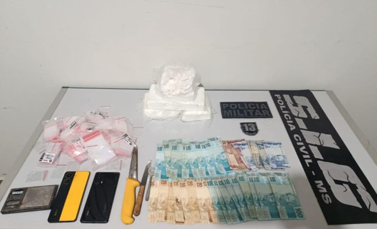 Polícias Civil e Militar prendem casal com mais de 3kg de cocaína em Aparecida do Taboado
